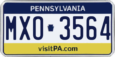 PA license plate MXO3564