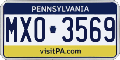 PA license plate MXO3569