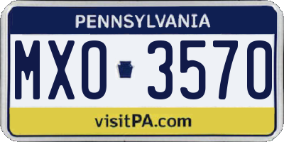 PA license plate MXO3570