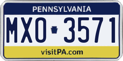 PA license plate MXO3571