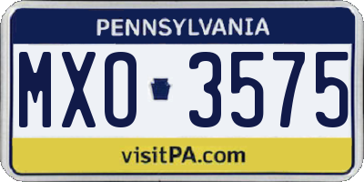 PA license plate MXO3575