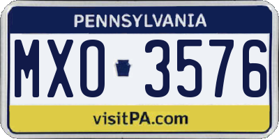 PA license plate MXO3576