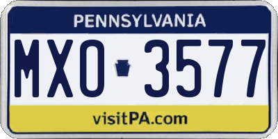 PA license plate MXO3577