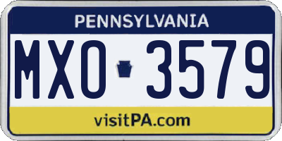 PA license plate MXO3579