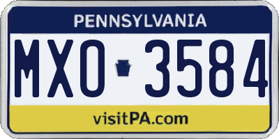 PA license plate MXO3584