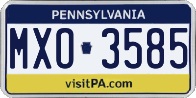 PA license plate MXO3585