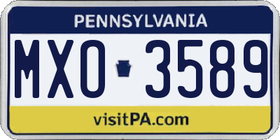 PA license plate MXO3589