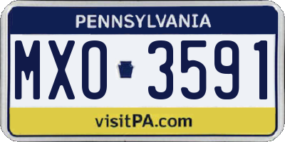 PA license plate MXO3591