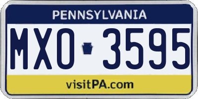 PA license plate MXO3595