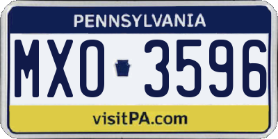 PA license plate MXO3596