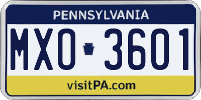 PA license plate MXO3601