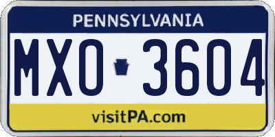 PA license plate MXO3604