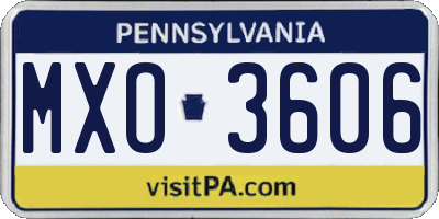 PA license plate MXO3606