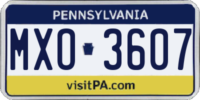 PA license plate MXO3607