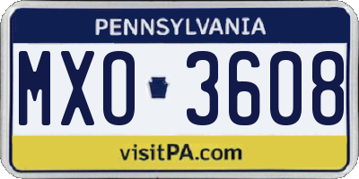 PA license plate MXO3608