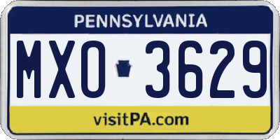 PA license plate MXO3629