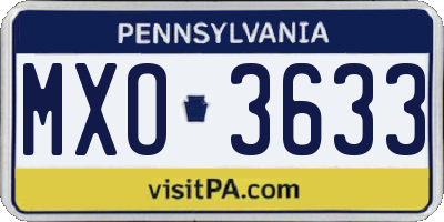 PA license plate MXO3633