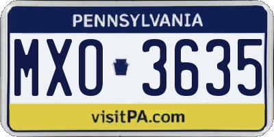 PA license plate MXO3635