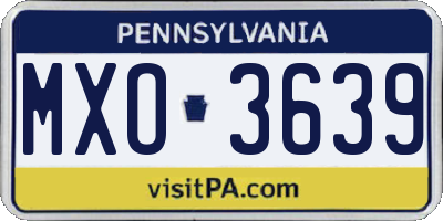 PA license plate MXO3639