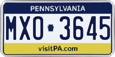 PA license plate MXO3645