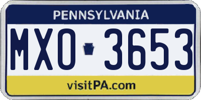 PA license plate MXO3653