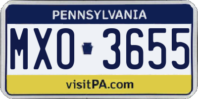 PA license plate MXO3655