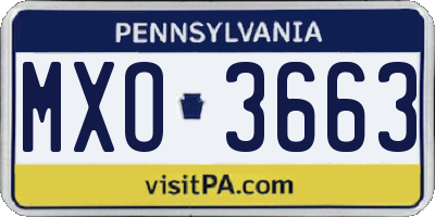 PA license plate MXO3663