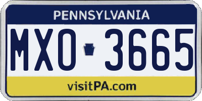 PA license plate MXO3665