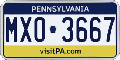 PA license plate MXO3667