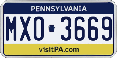 PA license plate MXO3669