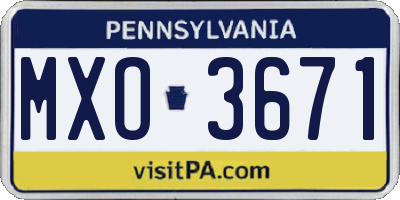 PA license plate MXO3671