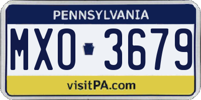 PA license plate MXO3679