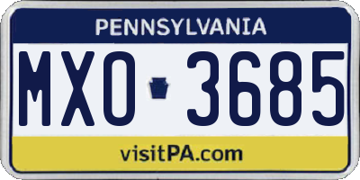 PA license plate MXO3685