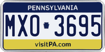 PA license plate MXO3695
