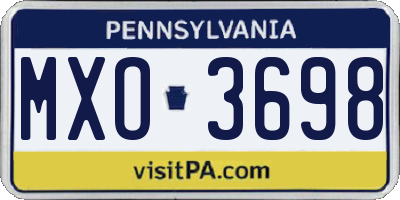 PA license plate MXO3698