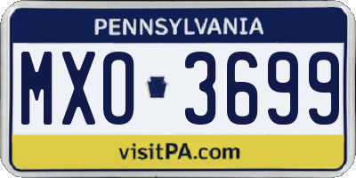 PA license plate MXO3699