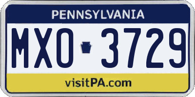 PA license plate MXO3729