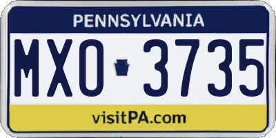 PA license plate MXO3735