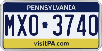 PA license plate MXO3740