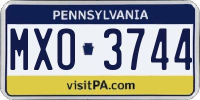 PA license plate MXO3744
