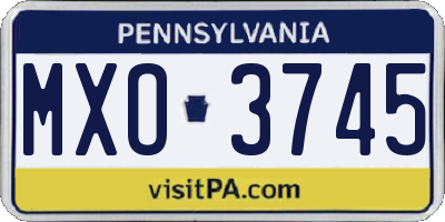 PA license plate MXO3745
