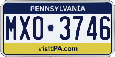PA license plate MXO3746