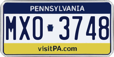 PA license plate MXO3748