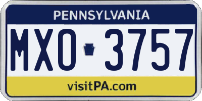 PA license plate MXO3757