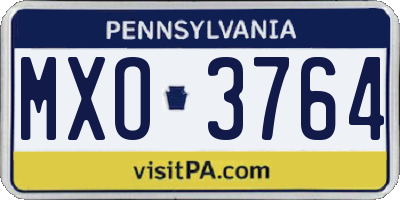 PA license plate MXO3764