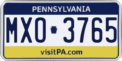PA license plate MXO3765