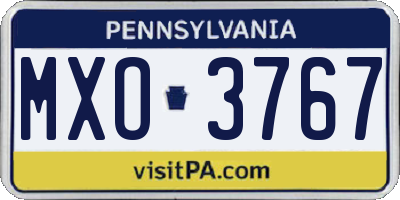 PA license plate MXO3767