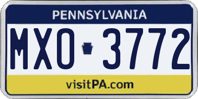 PA license plate MXO3772