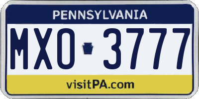 PA license plate MXO3777