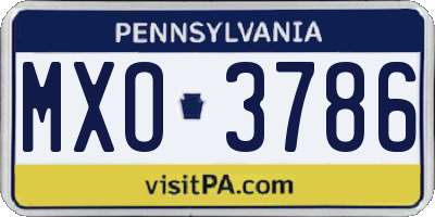 PA license plate MXO3786
